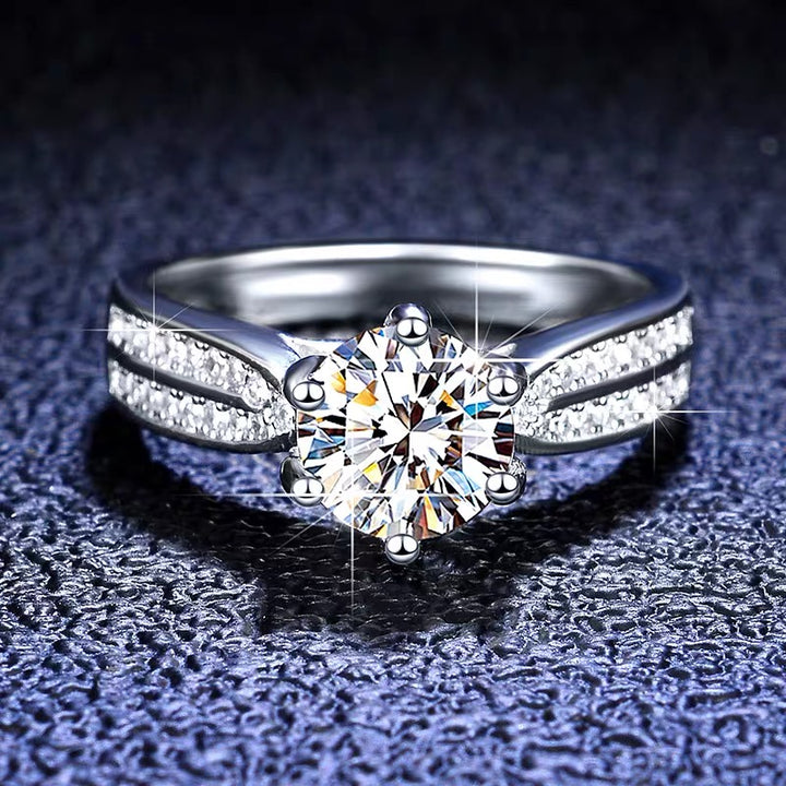 Lumina Double-Pavé Moissanite Solitaire Ring