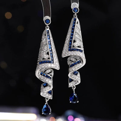 Silk Earrings With Sparkling Rhinestones