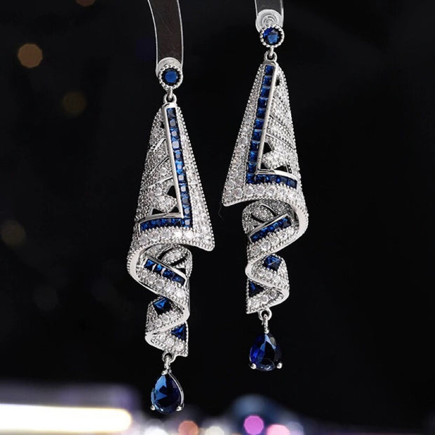 Silk Earrings With Sparkling Rhinestones