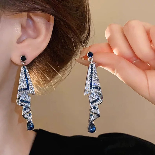 Silk Earrings With Sparkling Rhinestones