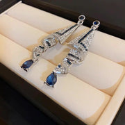 Silk Earrings With Sparkling Rhinestones