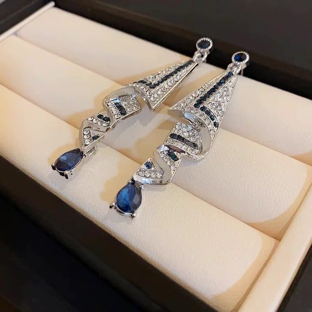 Silk Earrings With Sparkling Rhinestones