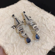 Silk Earrings With Sparkling Rhinestones