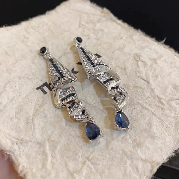 Silk Earrings With Sparkling Rhinestones