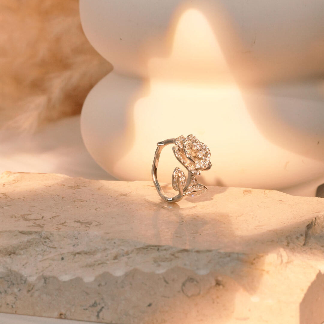 Blooming Rose Ring — Pavé 5A High Carbon Diamond | S925 Sterling Silver