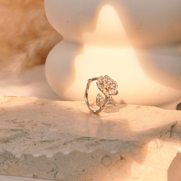 Blooming Rose Ring — Pavé 5A High Carbon Diamond | S925 Sterling Silver