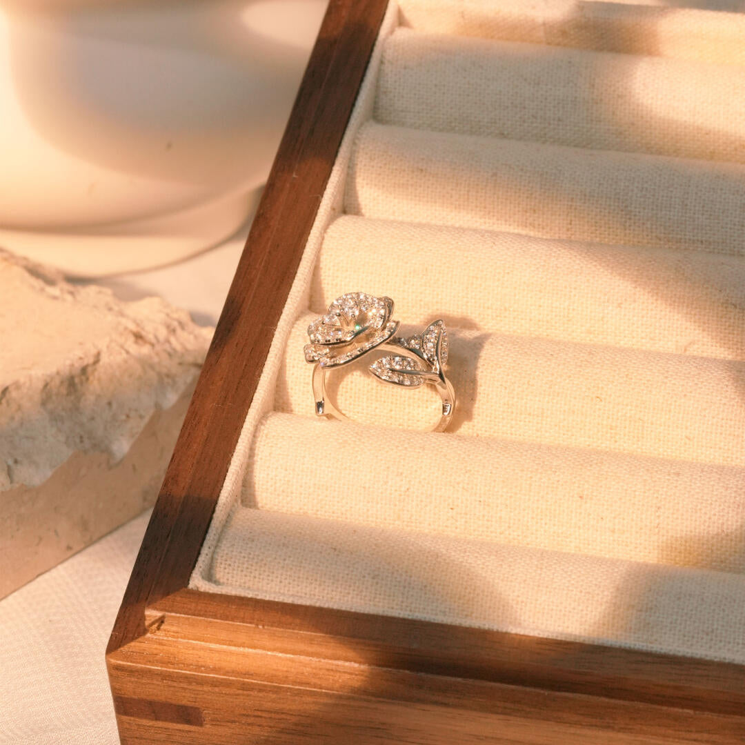 Blooming Rose Ring — Pavé 5A High Carbon Diamond | S925 Sterling Silver