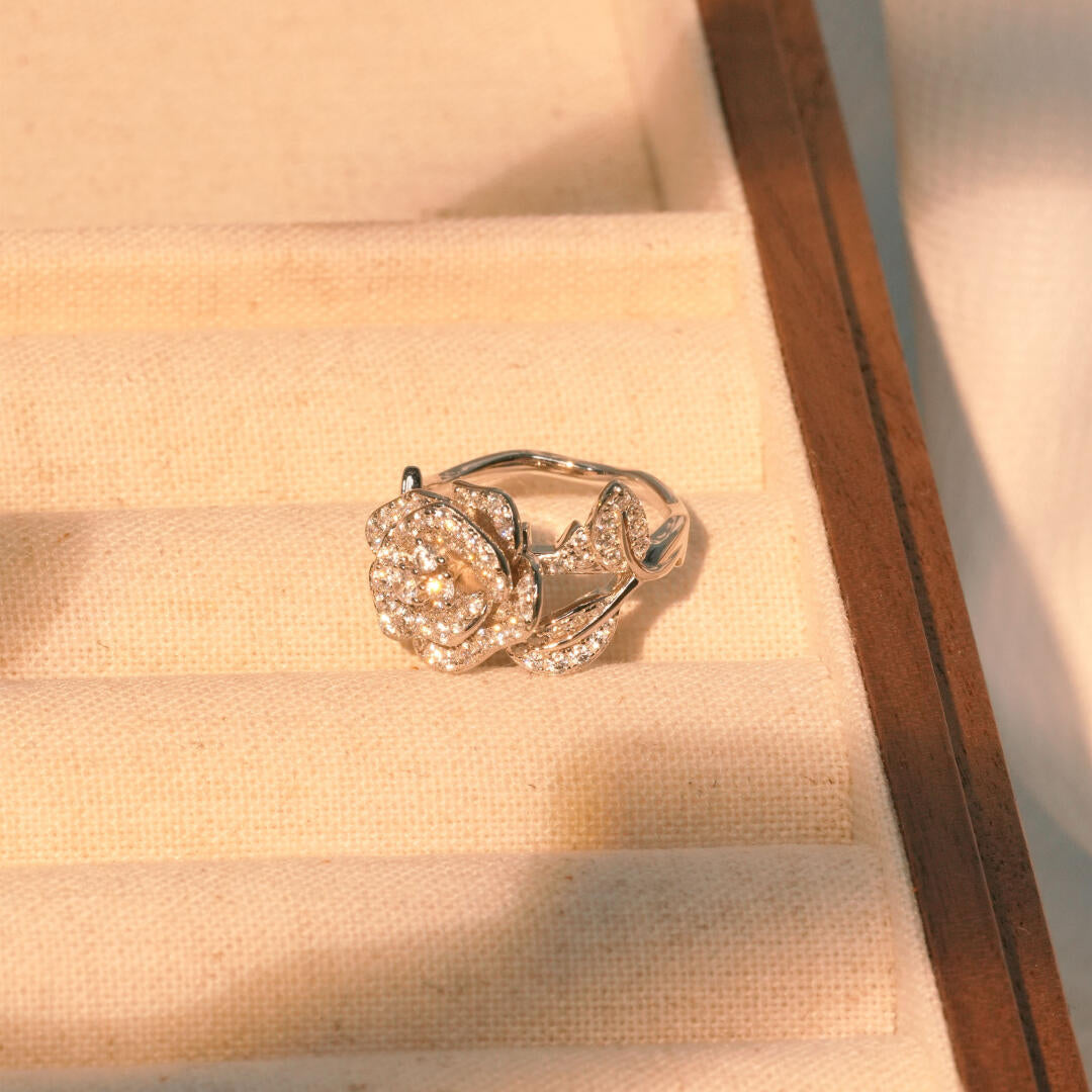 Blooming Rose Ring — Pavé 5A High Carbon Diamond | S925 Sterling Silver