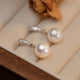 Cubic Zircon Drop Pearl Earrings