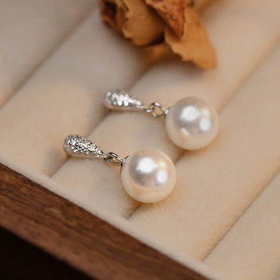 Cubic Zircon Drop Pearl Earrings