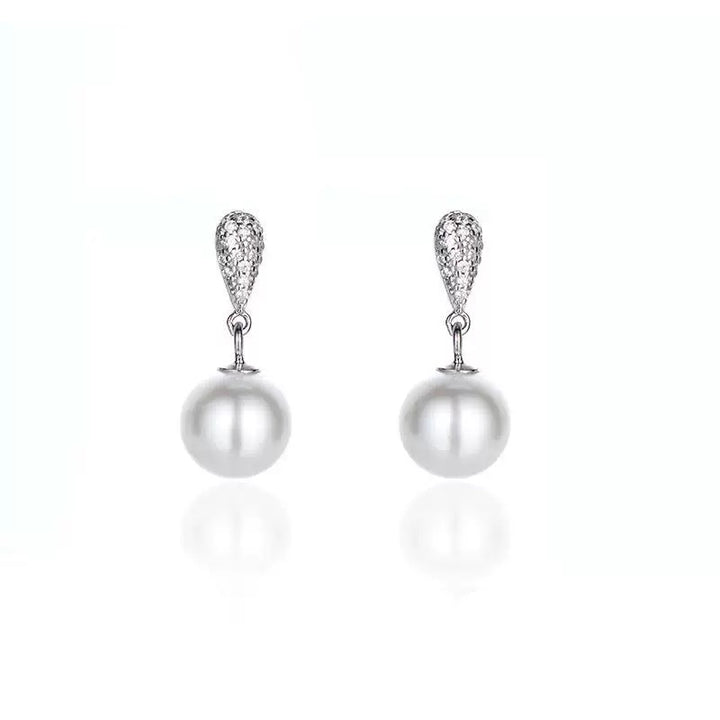 Cubic Zircon Drop Pearl Earrings