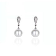 Cubic Zircon Drop Pearl Earrings
