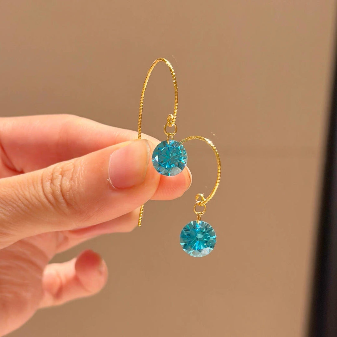 Blue Zircon Threader Earrings
