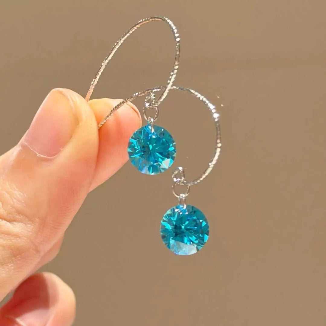 Blue Zircon Threader Earrings