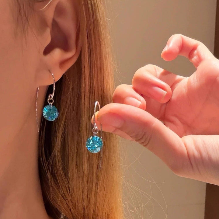 Blue Zircon Threader Earrings