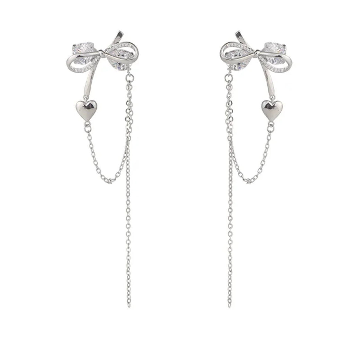 Celeste Bow Tassel Ear Cuff Clip Earrings