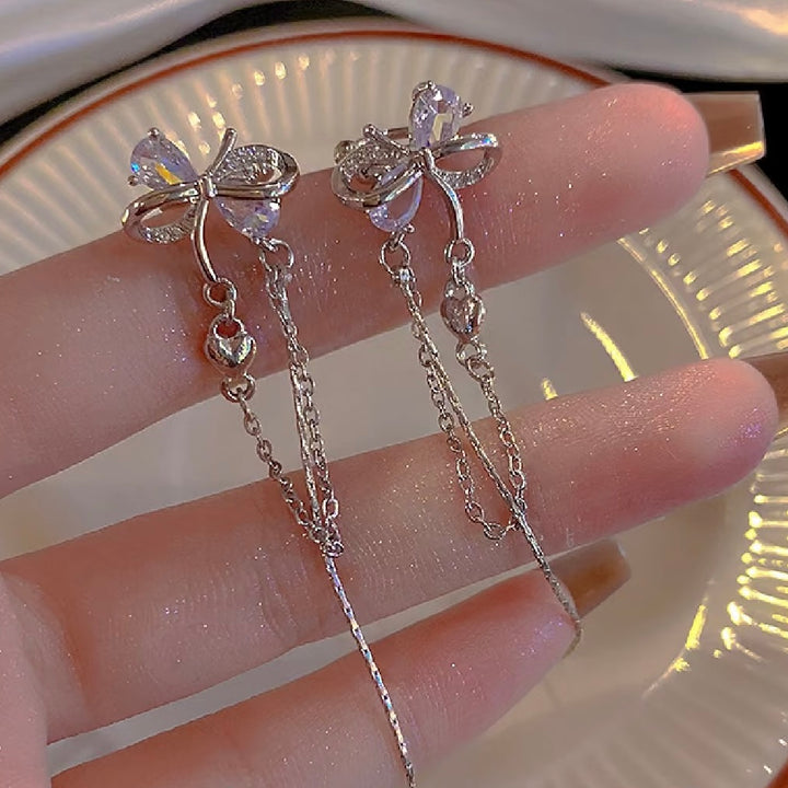 Celeste Bow Tassel Ear Cuff Clip Earrings