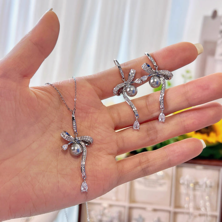 Celeste Pearl Ribbon Jewelry Set