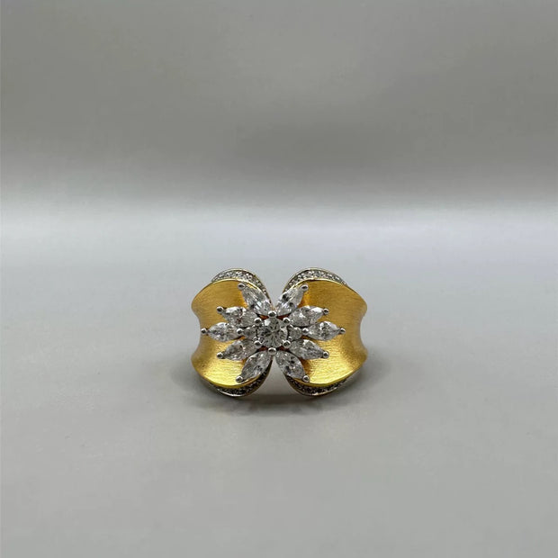 Vintage Brushed Flower Ring