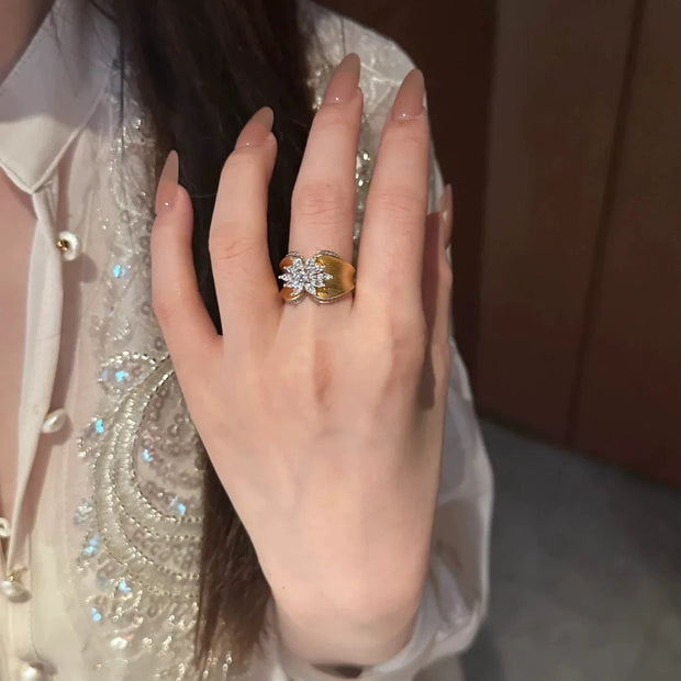 Vintage Brushed Flower Ring