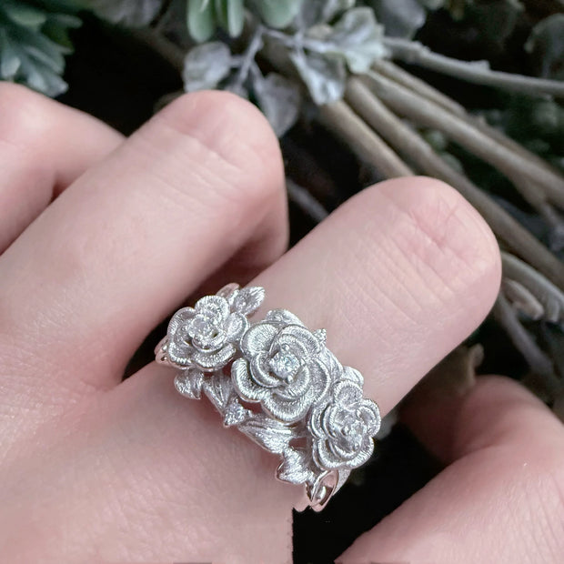 Three Flower Rose Ring