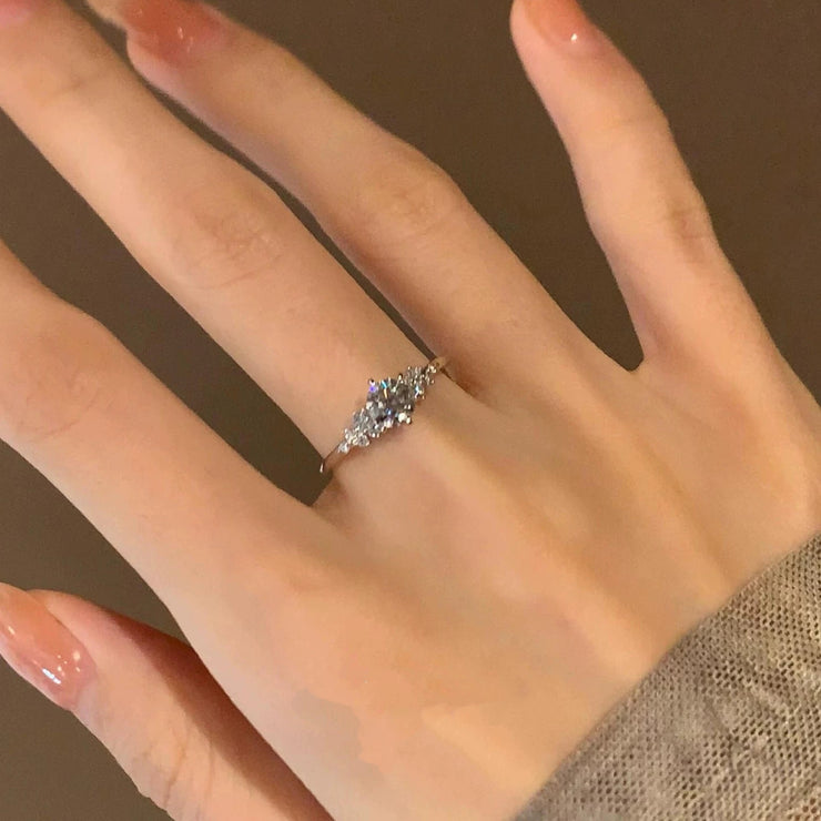 Shimmering Snowflake Adjustable Ring