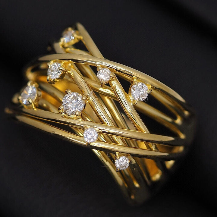 Crystal Cross Wrap Adjustable Ring