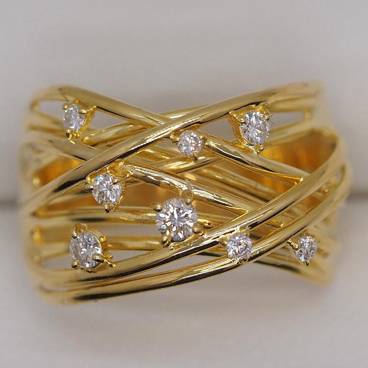 Crystal Cross Wrap Adjustable Ring