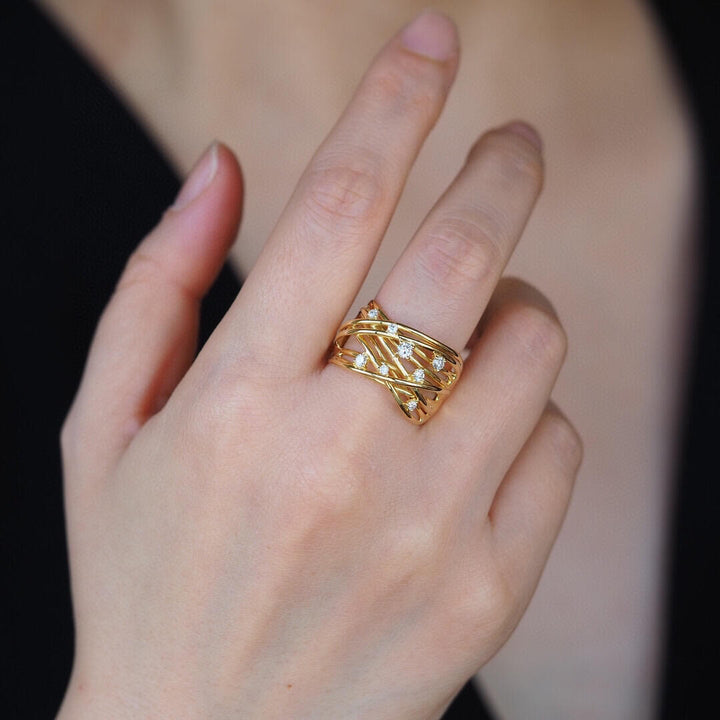 Crystal Cross Wrap Adjustable Ring