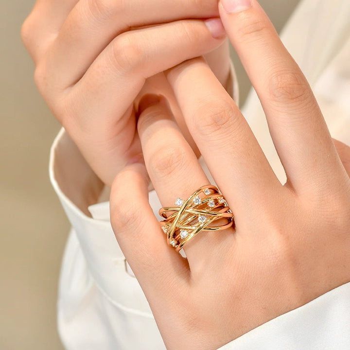 Crystal Cross Wrap Adjustable Ring