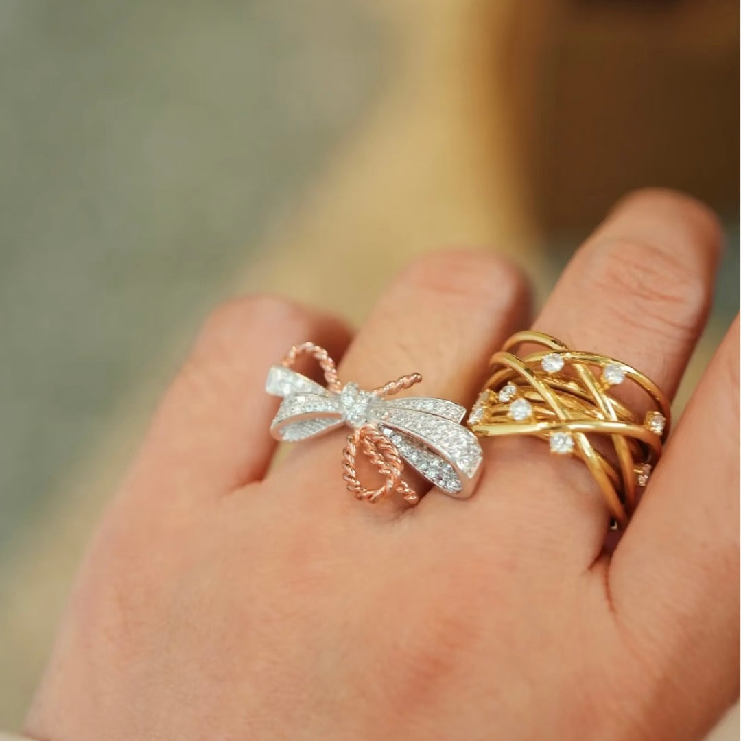 Crystal Cross Wrap Adjustable Ring