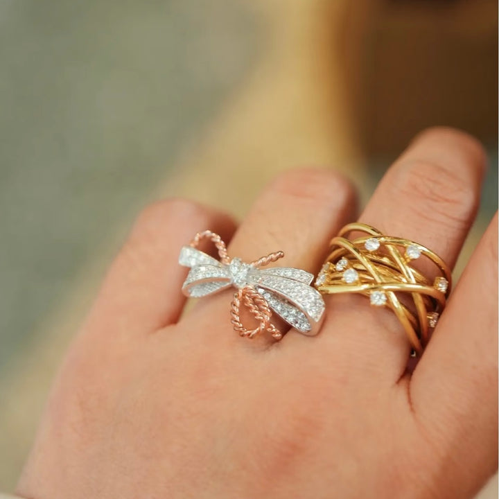 Crystal Cross Wrap Adjustable Ring