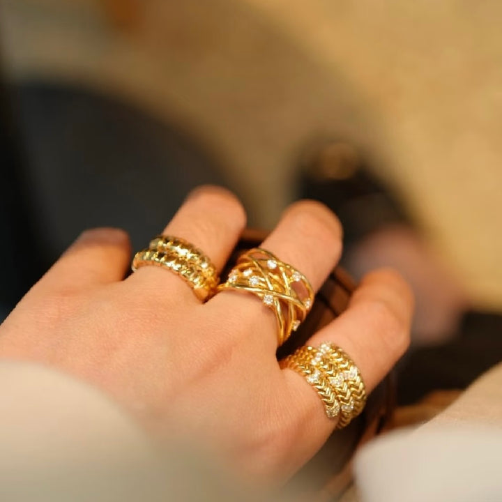 Crystal Cross Wrap Adjustable Ring