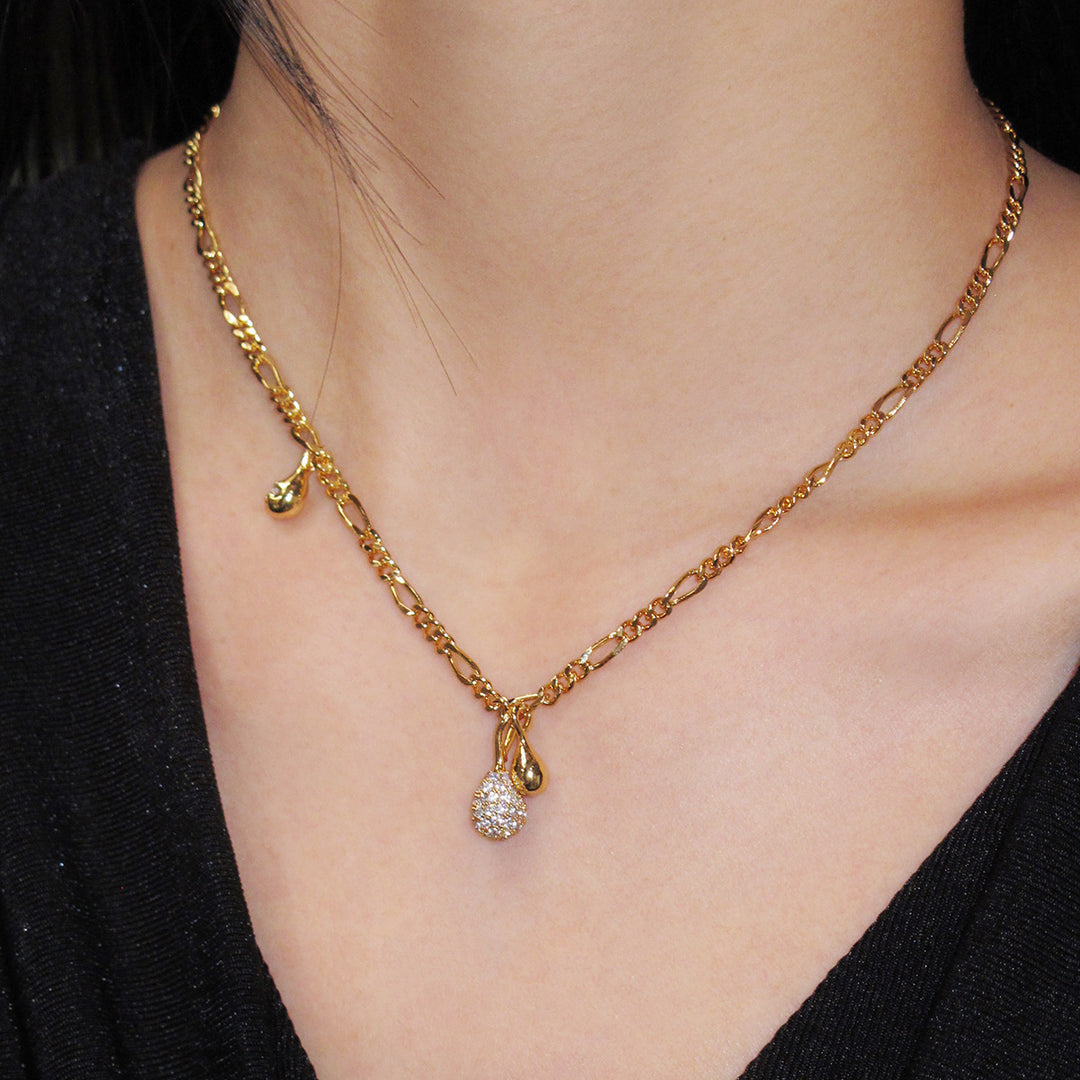 Crystal Drop Chain Necklace