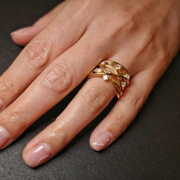 Crystal Cross Wrap Adjustable Ring