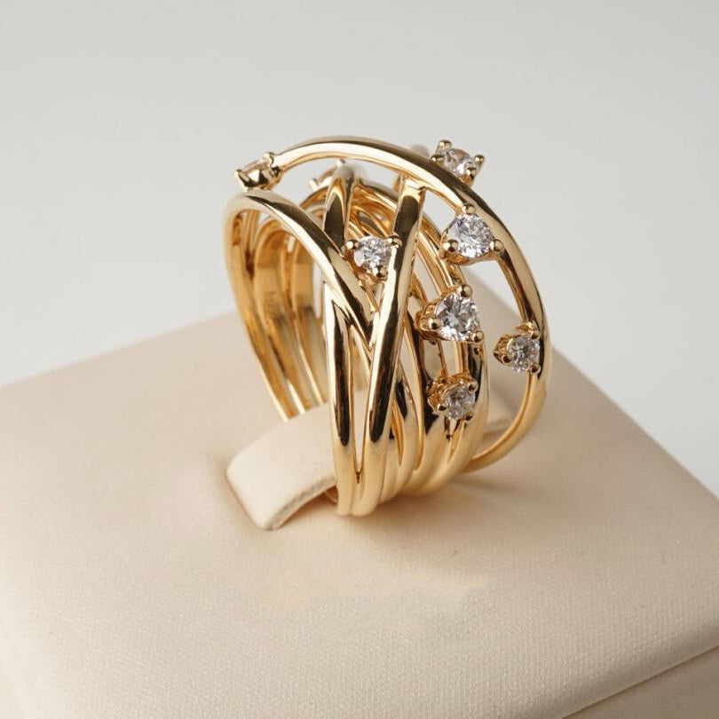 Crystal Cross Wrap Adjustable Ring