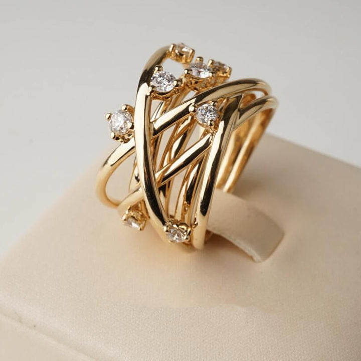 Crystal Cross Wrap Adjustable Ring