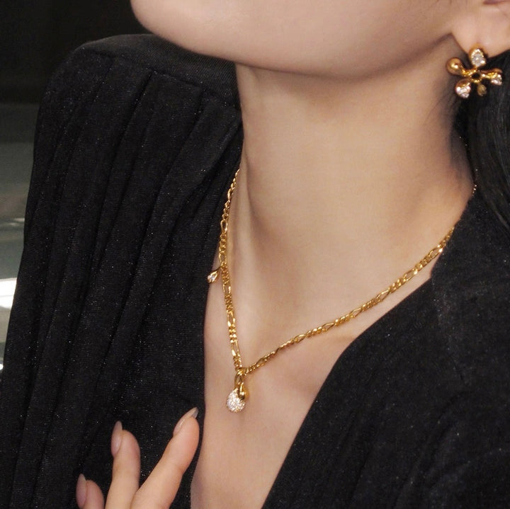 Crystal Drop Chain Necklace
