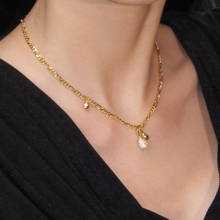 Crystal Drop Chain Necklace