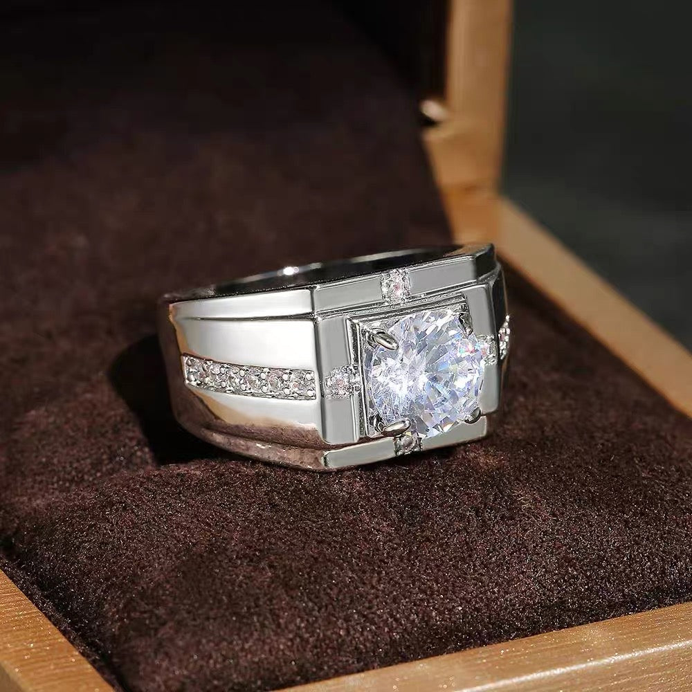Aegis Round Moissanite Men’s Ring