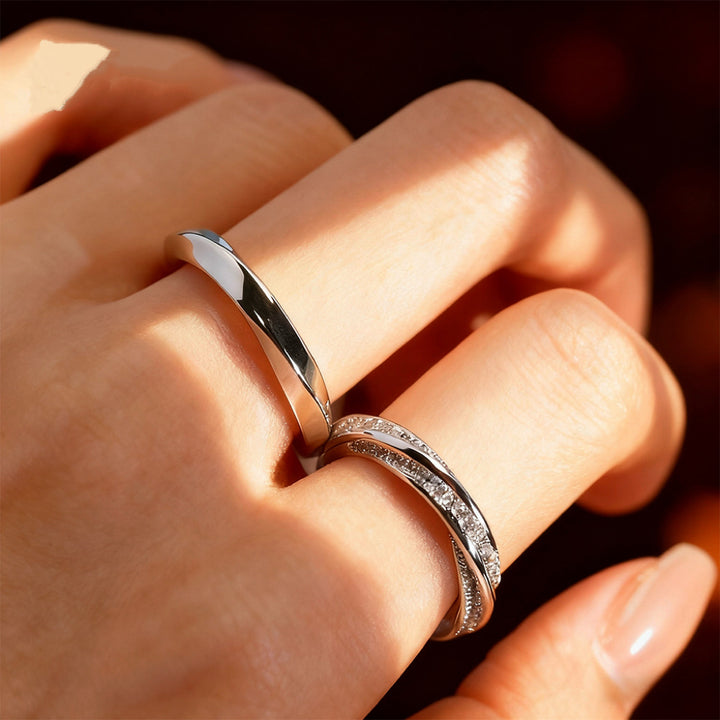 Heart Bezel Moissanite Couple Ring Set