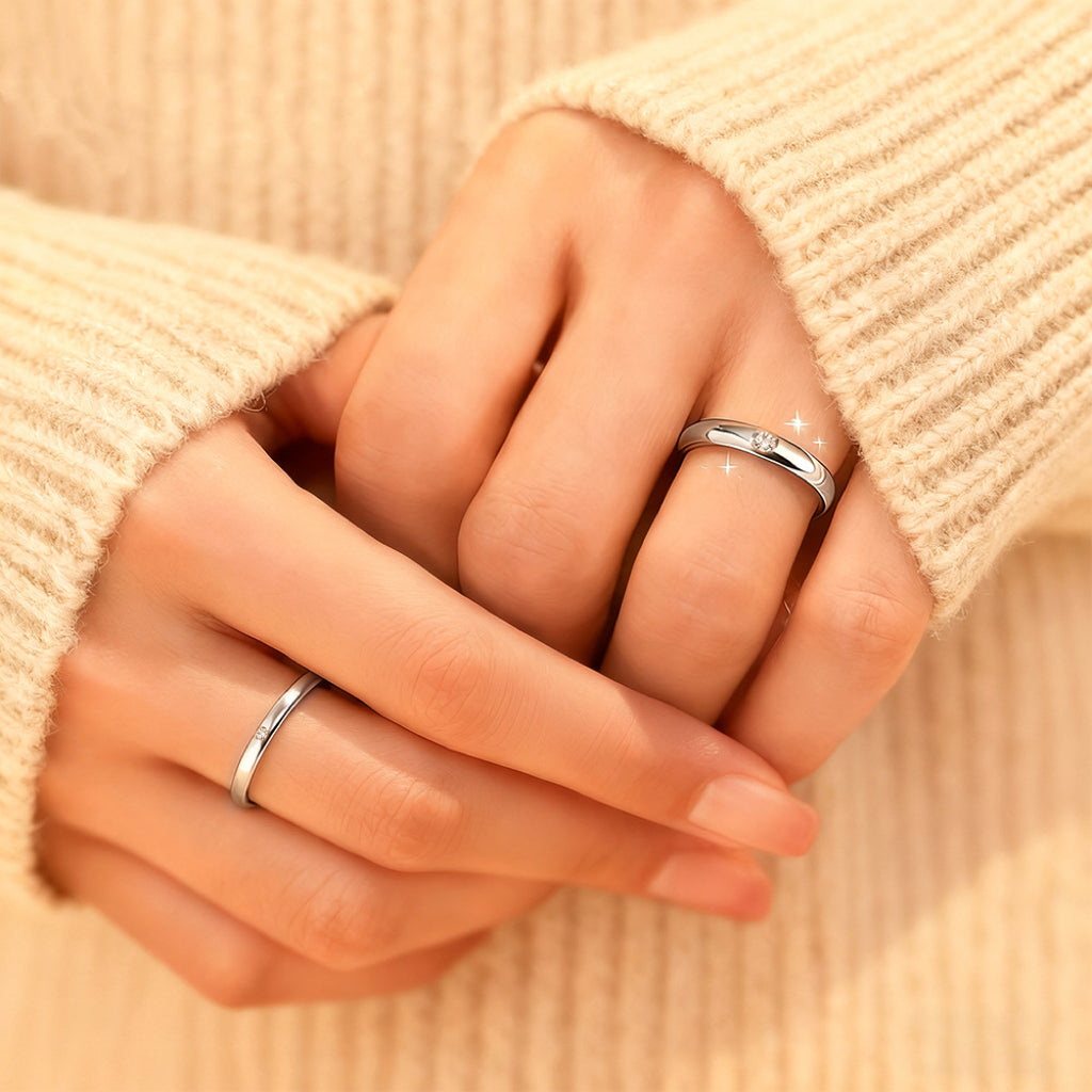 Single-Cut Moissanite Couple Rings