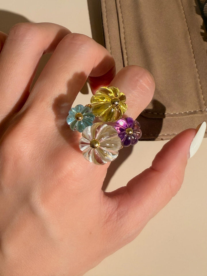 Dopamine Pumpkin Glass Adjustable Ring