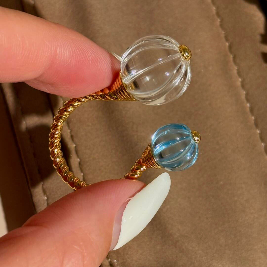 Dopamine Pumpkin Glass Adjustable Ring