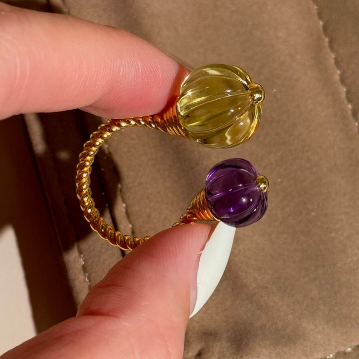 Dopamine Pumpkin Glass Adjustable Ring