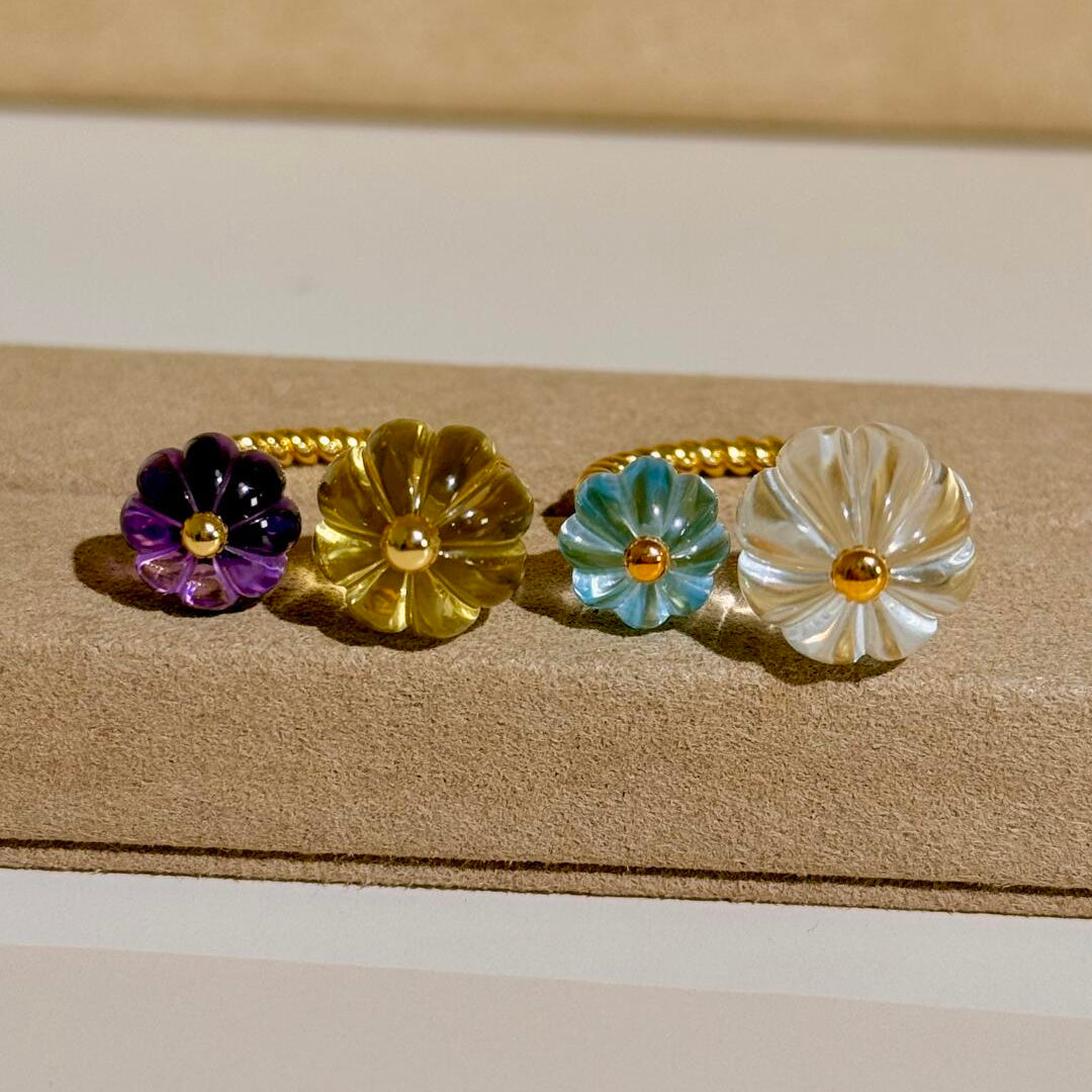 Dopamine Pumpkin Glass Adjustable Ring