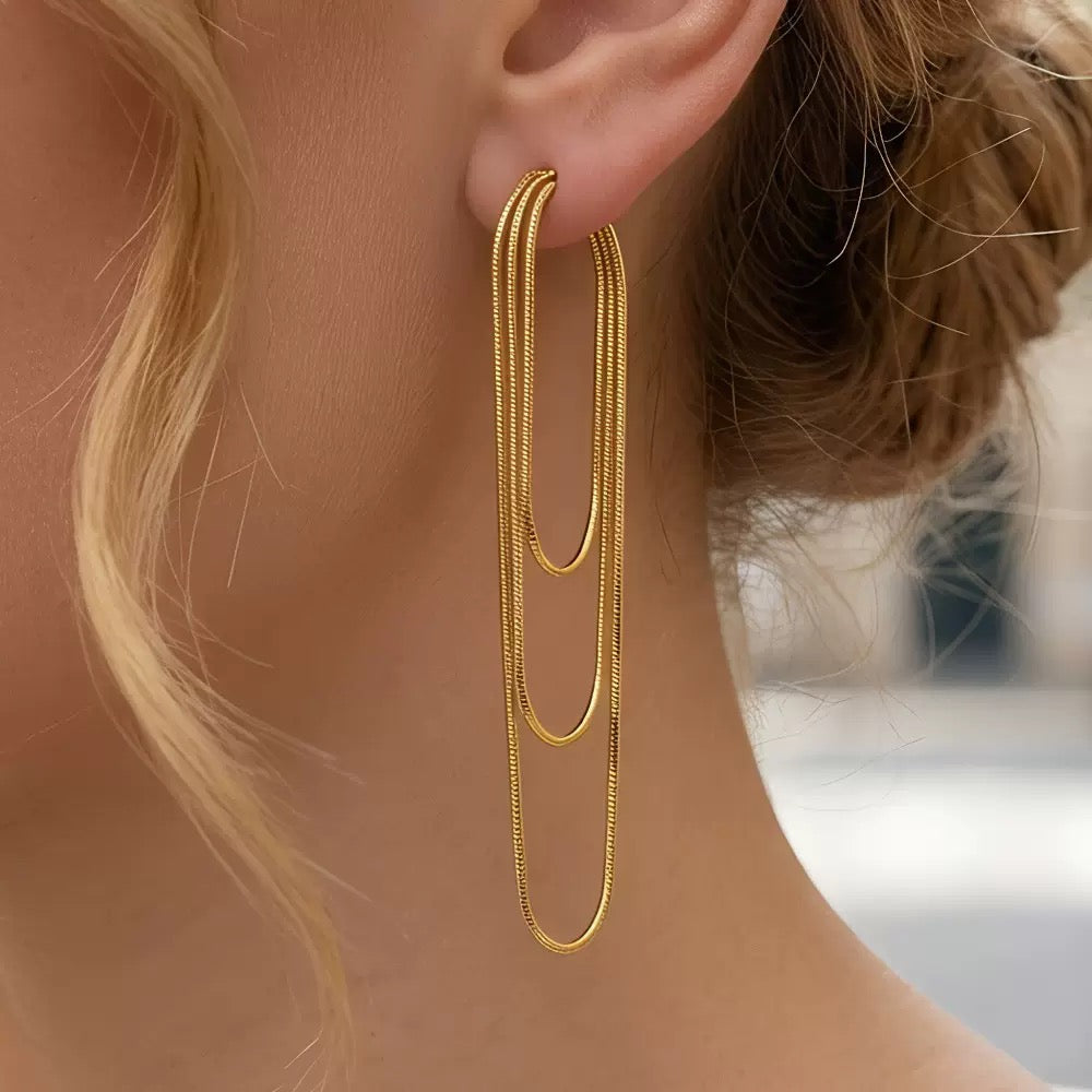 Minimalist Multi-Layer Chain Drop Earrings