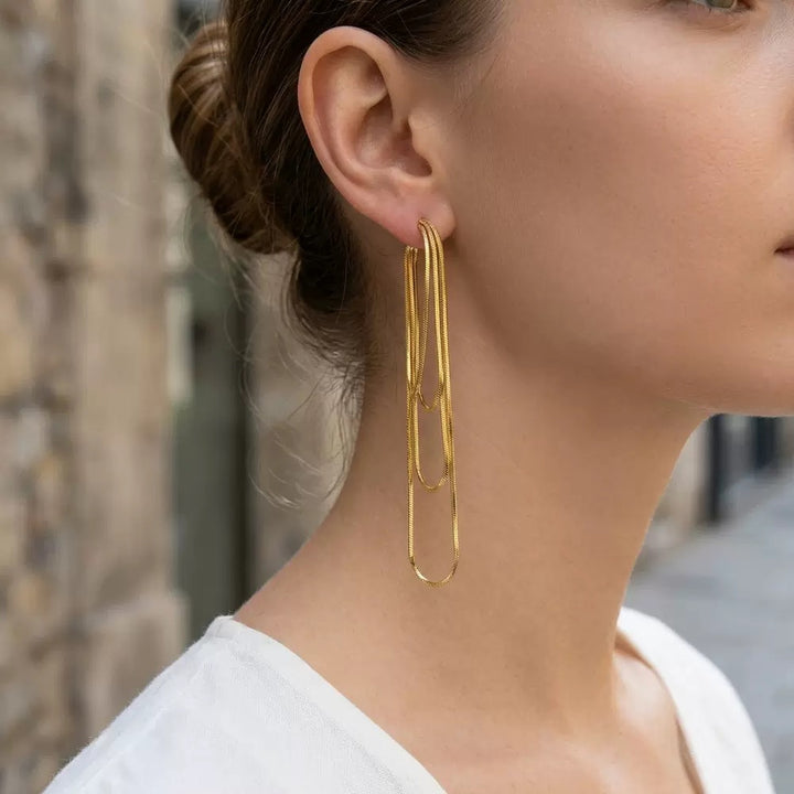 Minimalist Multi-Layer Chain Drop Earrings