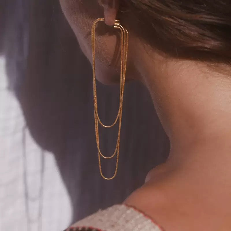 Minimalist Multi-Layer Chain Drop Earrings