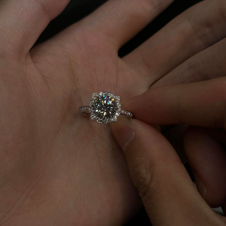 Petal Halo Moissanite Ring